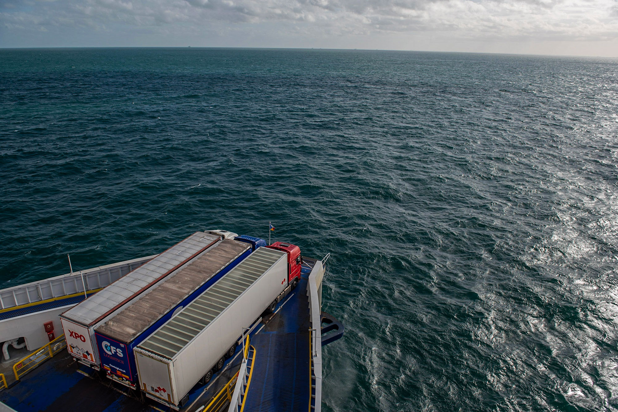 Trucks boarding a P&O Freight ferry